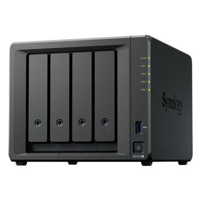 NAS 4 Bahías / Intel Celeron J4125 2.7 GHz / 2 GB DDR4 Expandible / 2.5GbE + 1GbE / 2 Ranuras M.2 NVMe / Hasta 80 TB