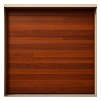 Puerta de Garage / Estilo Americano / Acabado Laminado Premium / Madera Clara / 20x9 Pies (6.1x2.7 m) / 6 Secciones / Aislamiento Poliuretano 42mm