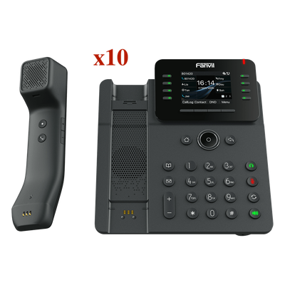Kit Teléfono IP Empresarial / Pantalla Táctil IPS HD 2.8" / 12 Líneas SIP / Puertos Gigabit con Bypass / Auricular Bluetooth / Conferencia 6 Vías