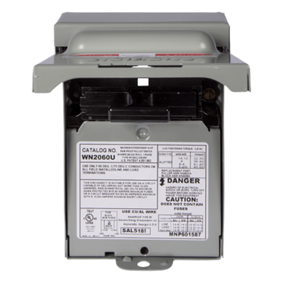 Interruptor de seguridad / 2 polos 60A / NEMA 3R exterior / 10kA / 240V / 9x12.2x17.9 pulg (0.23x0.31x0.45 m)