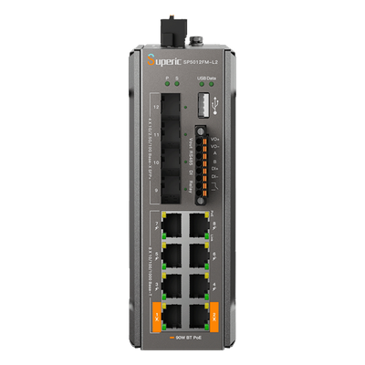 Switch PoE Industrial L2+ / 8 Puertos Gigabit PoE / 4 Puertos SFP 10G / Capacidad 96 Gbps / Presupuesto PoE 240 W / Rango -40 a 75 °C (-40 a 167 °F) / Sin Ventilador