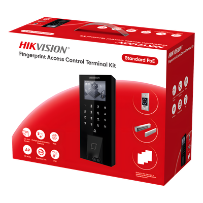 Kit Terminal Control Acceso Biométrico / Huella Digital y QR / 2.4" LCD / 5000 Huellas + 5000 Tarjetas / IP65 / Wi-Fi + PoE / Cerradura Magnética 272 kg (600 lbs)