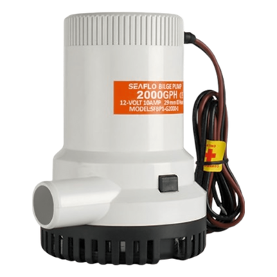 Bomba de Achique / 2000 GPH (7571 LPH) / 12V CD / Eje de Acero Inoxidable / Operación en Seco / Anti-Airlock / Certificación ISO 8849