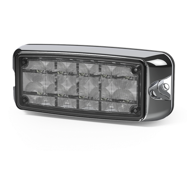 Luz de Advertencia LED / Doble Color Ámbar/Blanco / 55 Patrones Programables / 12-24 VDC / SAE J595 Clase I / 5x2 Pulgadas