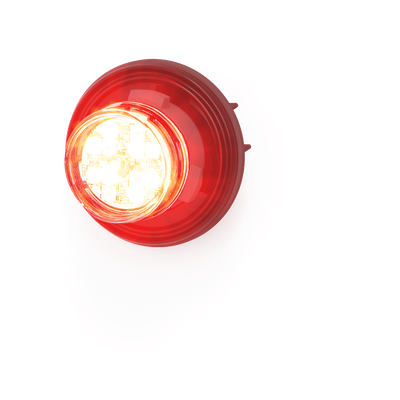 Estrobo LED Oculto / 12 LEDs / Rojo/Claro / Lente Transparente / Bisel Negro / 12-24 V DC