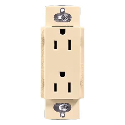Receptáculo Dúplex / 15 A / 125 V / NEMA 5-15R / Sin Placa / Color Marfil