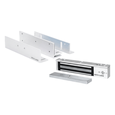 Kit de Control de Acceso / Chapa Magnética 600 lbs (272 kg) / Montaje Z y L / Voltaje Seleccionable 12/24 VDC / Protección contra Sobretensiones / Certificación UL / Uso Interior