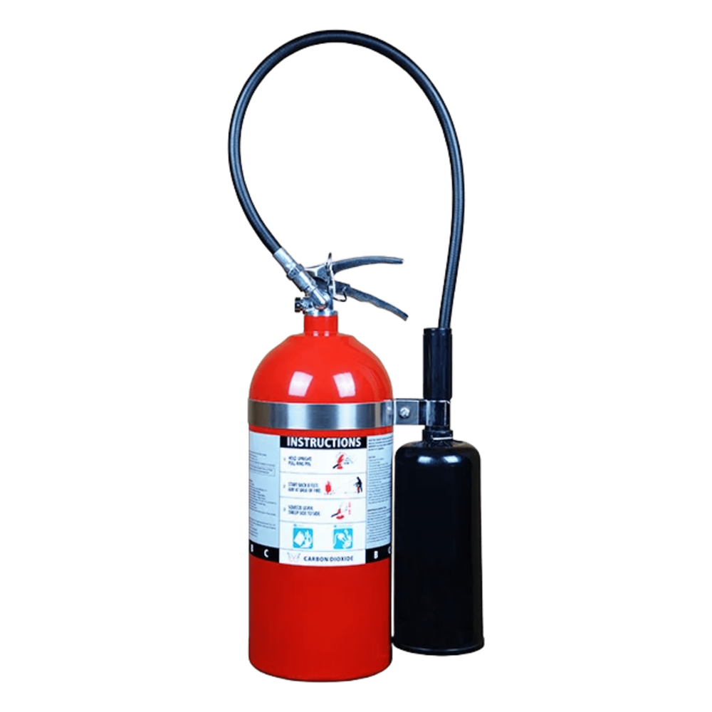 Extintor de CO2 / 10 lb (4.54 kg) / Clase B y C / Descarga 10 s / Alcance 1.2-2.4 m (3.9-7.9 ft) / UL Listado / USCG Aprobado