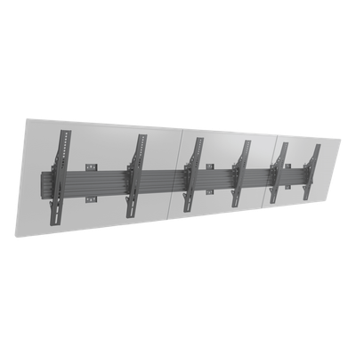 Soporte de Pared / Riel Triple Modular / Carga 50 kg / 32"-65" / VESA 600x400 mm / Inclinación 5°-15°