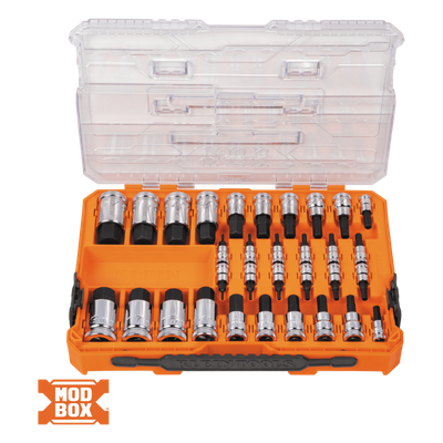 Juego de Dados Hexagonales / 32 Piezas / SAE-Métrico-Torx / Conducción 1/4", 3/8" y 1/2" / Acabado Moleteado