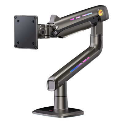 Soporte Mecánico para Monitor / 32" a 60" / Carga 2-20 kg (4.4-44 lbs) / VESA 75x75 y 100x100 mm / Iluminación RGB / Resorte de Alta Precisión / Rotación 360°