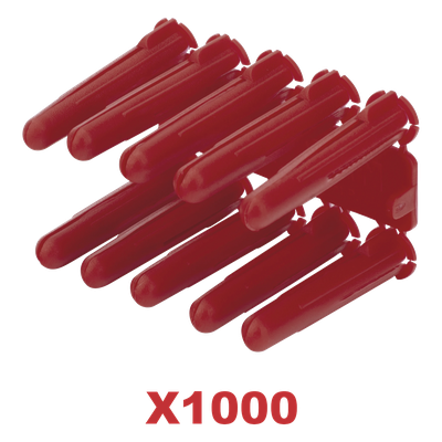 Taquete de Anclaje Plástico / Doble Expansión Multidireccional / 1/4" / Carga 60 kg / Paquete 1000 Piezas / HDPE Resistente
