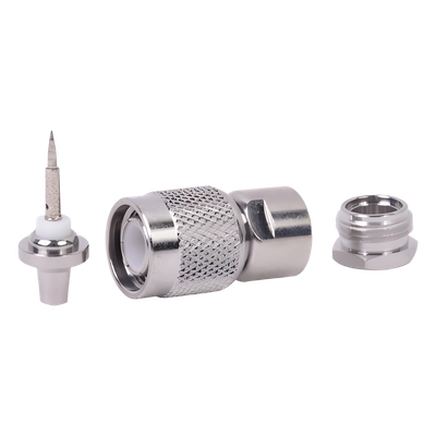 Conector RF TNC Macho / Rosca / Cable RG-58/U Grupo C / Cuerpo Bronce Niquelado / Contacto Plateado / Aislante Delrin