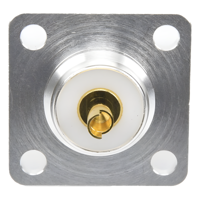 Conector RF Hembra / UHF SO-239 / Montaje Chasis 4 Hoyos / Terminal Soldable / Aislante Teflón