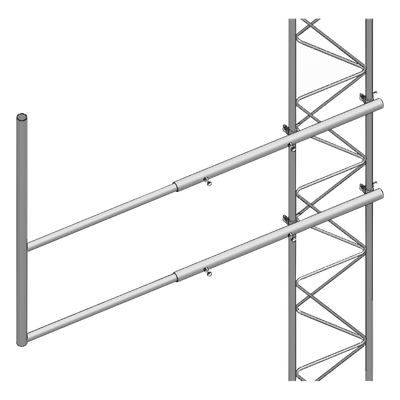 Brazo Lateral para Torre / Acero ASTM A36 / Galvanizado Electrolítico ASTM B-633 / Tubo 1' Ced. 30 / Altura 1 m (3.28 ft) / Peso 7.35 kg / Compatible STZ35