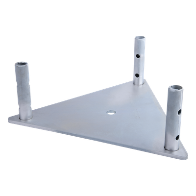 Base Triangular para Torre / Acero 1/4' / Niple 3/4' Galvanizado / Inmersión en Caliente / 6.4 kg / Compatible STZ45G