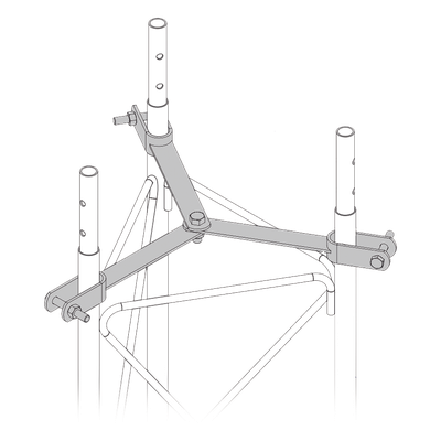 Brida de Sujeción para Retenida / Diseño Delta con Apoyo Central / Galvanizado Electrolítico / Tornillería Grado 5 / Compatible STZ35