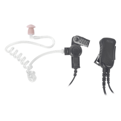 Micrófono de Solapa con Audífono Discreto / Tubo Acústico Transparente / PTT Integrado / Cable Uso Rudo / Compatible Motorola y HYT