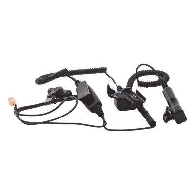 Micrófono Audífono de Solapa / 2 Cables / Doble PTT / Tubo Acústico Transparente / Cable 31' (78.7 cm) / Compatible Motorola XTS3000/ASTRO/HT1000
