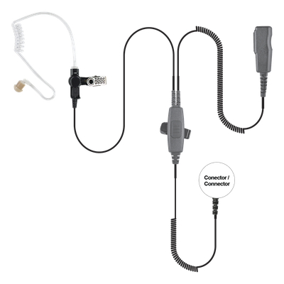 Micrófono de Solapa / Doble PTT / Tubo Acústico / Cable de Uso Rudo / 2 Cables / 12 Modelos Motorola