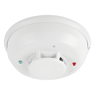 Detector de Humo Fotoelectrico / 4 Hilos / Relevador Forma C / Sensor Térmico 57.2°C / 134 mm Ø / 5.3" Ø