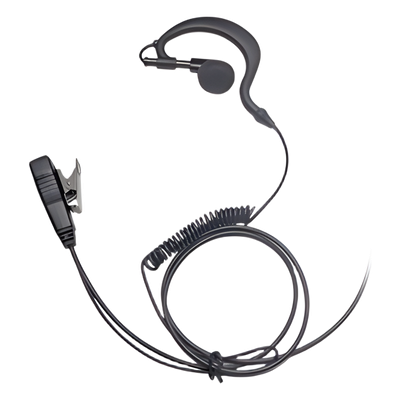 Micrófono-Audífono Profesional / Gancho Ergonómico / Cable de Resorte / Conector 2 Pines / PTT de Solapa