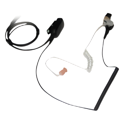 Micrófono de Solapa con Audífono / Tubo Acústico Transparente / PTT Integrado / Cable Poliuretano Trenzado / Compatible Motorola MOTOTRBO