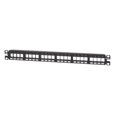 Panel de Parcheo Modular / 24 Puertos / 1UR / 19" / Acero Inoxidable / Numerado / Sin Conectores