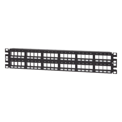 Panel de Parcheo Modular Keystone / 48 Puertos / 2UR / 19" / Numerado / Plano Negro