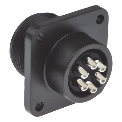 Conector Hembra Circular / 6 Terminales / Aluminio / -55°C a +125°C / Acoplamiento Roscado / 1.8 pies