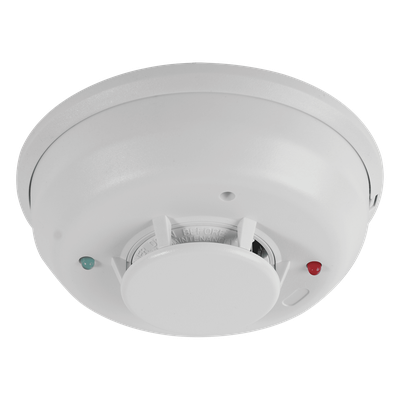 Detector de Humo y Calor / 4 Hilos / Sensor Fotoeléctrico Aislado / Térmico Fijo 57.2°C / Relevador Forma C / Sirena Integrada