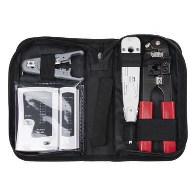 Kit de Herramientas para Instalación de Redes / Probador LED / Pinzas Ponchadoras / Herramienta 110 IDC / Pelacables Ajustable