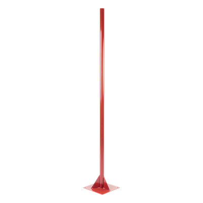 Base Plana con Mástil / Acero 30 x 30 cm / Tubo 1 7/8" Calibre 18 / Altura 2 m (6.6 ft) / Cartabones Inox 3/16" / Salida Cable 1"