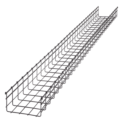 Charola tipo malla / 105 mm peralte / 200 mm ancho / 3 m tramo / 334 cables Cat6 / Electro zinc