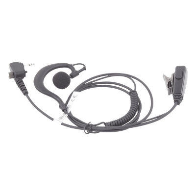 Micrófono-Audífono / Gancho Ajustable Tipo G / Cable con Resorte / Conector 3.5 mm Atornillable / PTT de Solapa