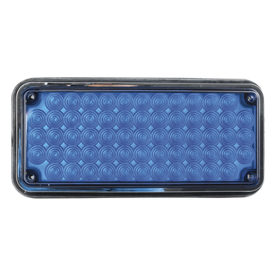 Luz de Advertencia LED / 66 LED / 7x3" / 12 VCC / 10 Patrones de Destello / Montaje Permanente / Color Azul
