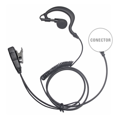 Micrófono-Audífono Profesional / Gancho Ajustable Tipo G / PTT de Solapa / Cable con Resorte / Compatible Motorola HT/GP Series