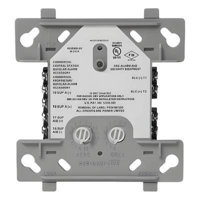 Módulo Monitor Direccionable Dual / 2 Circuitos IDC Clase B / Alimentado por Lazo SLC / 15 a 32 VCC / Caja 4 Pulgadas