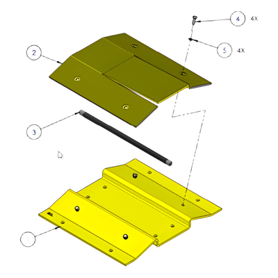 Espaciador para Kits de Picos / 31" w x 3" h x 12.25" d (787 x 76 x 311 mm) / Acero Galvanizado / Cinta Reflectante / Compatible con Barreras 1603-180 y 1603-380