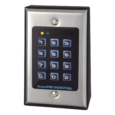 Teclado de Control de Acceso / 1,100 Usuarios / Lector 125 kHz / Salida Wiegand / Contacto Húmedo y Seco / Acero Inoxidable / Montaje en Pared