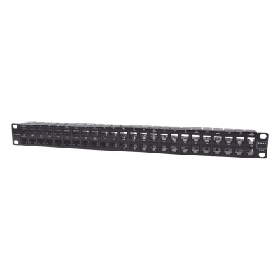 Patch Panel UTP / 48 Puertos Cat 6 / Plano 1UR / 19" Rack / Acero Negro / 4.3 x 19 x 1.7 in