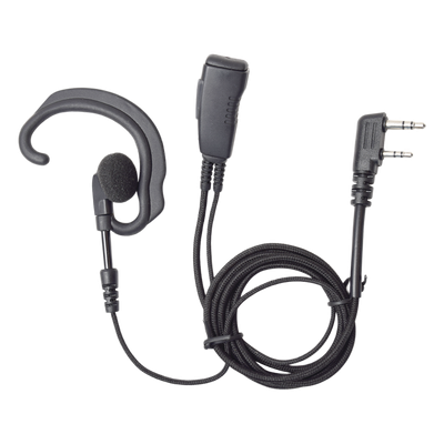 Micrófono-Audífono de Solapa / Cable Kevlar Trenzado Ultra Resistente / PTT Integrado / Auricular Tipo Gancho / Compatible Kenwood Serie G