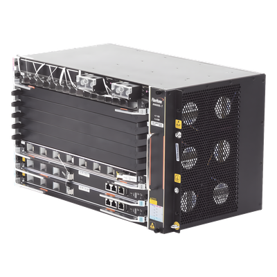 OLT Carrier Class Modular / 6 Ranuras de Servicio / 96 Puertos GPON / 48 xGPON / Switching 6.8 Tbps / 200 Gbps por Slot / 6 UR / 19'