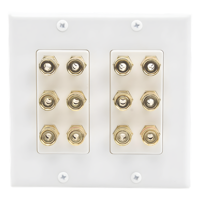 Placa de Pared para Altavoces / 12 Postes Tipo Banana / 6 Canales / Conectores Chapados en Oro / Instalación sin Soldadura