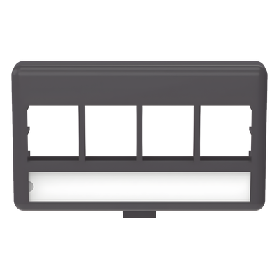Placa de Mobiliario Modular / 4 Puertos Keystone / Salida Plana / 2.9" x 1.77" (73.66 x 44.95 mm) / Color Negro