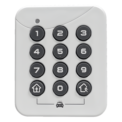 PINPad Inalámbrico / Frecuencia 433.92 MHz / Armado 1 Botón / Desarmado 4-10 Dígitos / Alimentación por Batería CR2032 / Tamaño Compacto 5.8 x 5 x 1 cm
