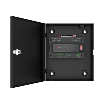 Controlador de Acceso para Elevadores / 128 Pisos / TCP/IP / 100,000 Tarjetas / 50,000 Usuarios / Huella, Tarjeta o QR / 5 Relevadores / 24 Distribuidores Esclavos
